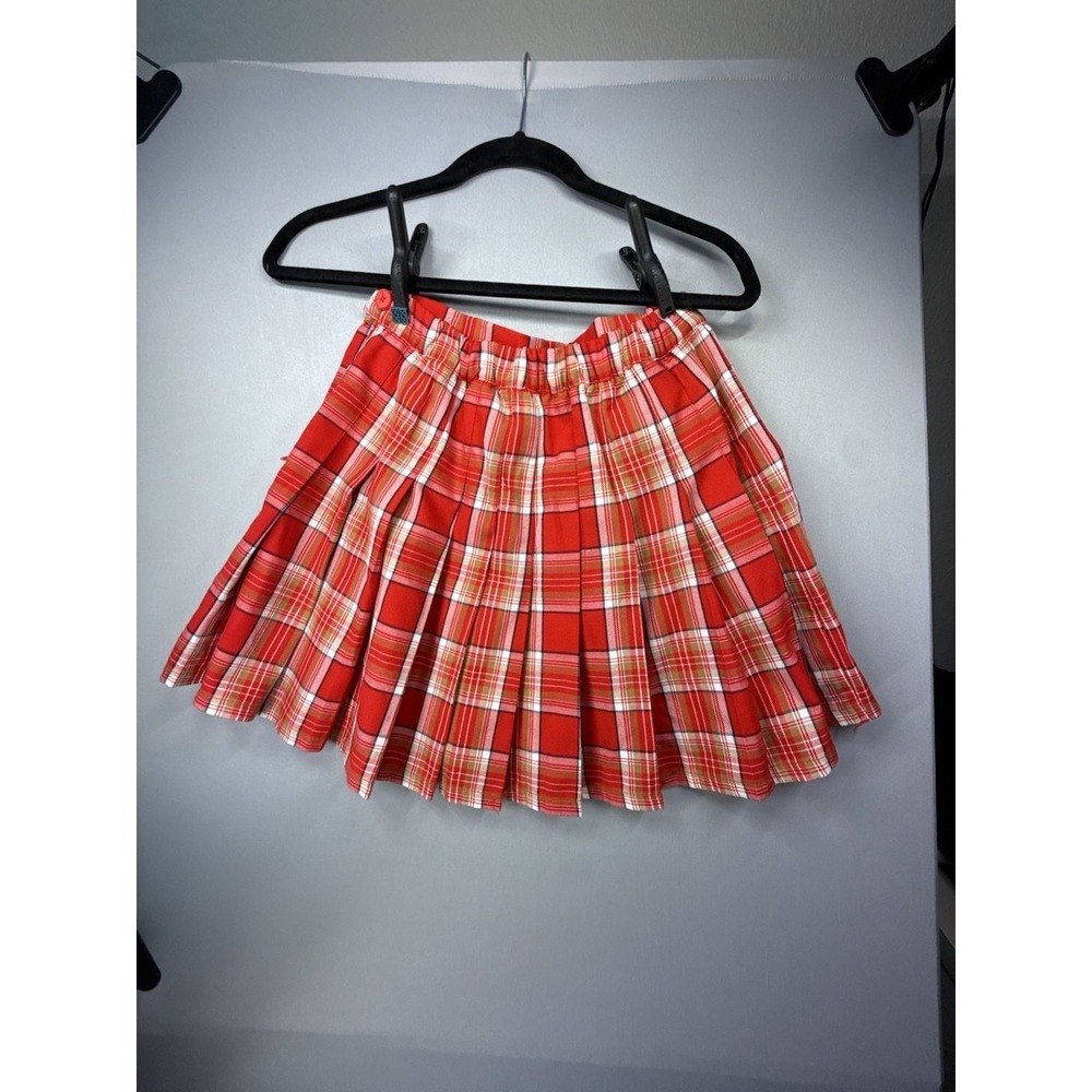 Aerie Y2K Women's Red Plaid Pleated Mini Skirt Size S - Picture 7 of 9